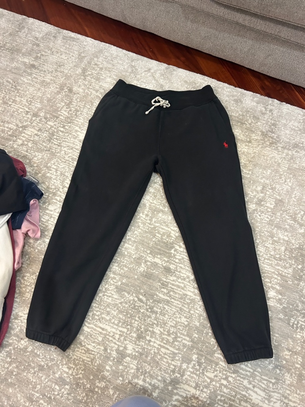 Ralph Lauren Black men’s  Jogger Sweatpants medium with Red Polo Logo